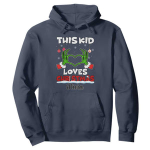 Personalized Funny Christmas Lover Hoodie Custom Kids Name Skeleton Hand Heart TS02 Navy Print Your Wear