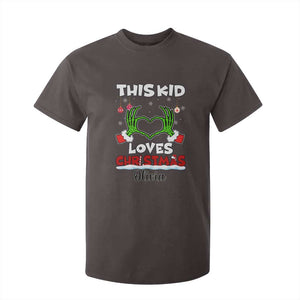 Personalized Funny Christmas Lover T Shirt For Kid Custom Kids Name Skeleton Hand Heart TS02 Dark Chocolate Print Your Wear