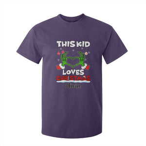 Personalized Funny Christmas Lover T Shirt For Kid Custom Kids Name Skeleton Hand Heart TS02 Purple Print Your Wear