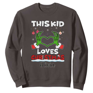 Personalized Funny Christmas Lover Sweatshirt Custom Kids Name Skeleton Hand Heart TS02 Dark Chocolate Print Your Wear