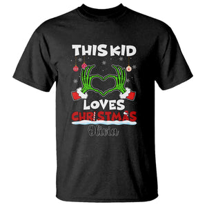 Personalized Funny Christmas Lover T Shirt Custom Kids Name Skeleton Hand Heart TS02 Black Print Your Wear