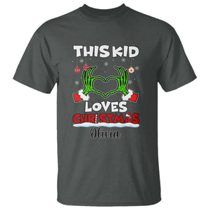 Personalized Funny Christmas Lover T Shirt Custom Kids Name Skeleton Hand Heart TS02 Dark Heather Print Your Wear