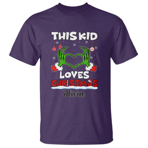 Personalized Funny Christmas Lover T Shirt Custom Kids Name Skeleton Hand Heart TS02 Purple Print Your Wear