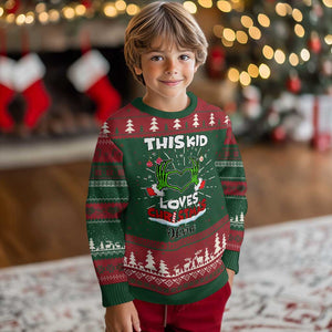 Personalized Funny Xmas Lover Ugly Christmas Sweater Custom Kids Name Skeleton Hand Heart TS02 Christmas Print Your Wear