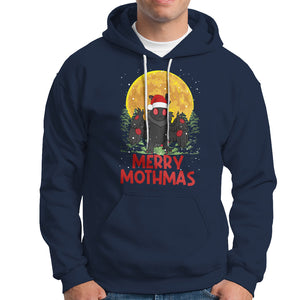 Mothman Christmas Hoodie Funny Merry Mothmas Cryptid Xmas Santa TS02 Navy Printyourwear