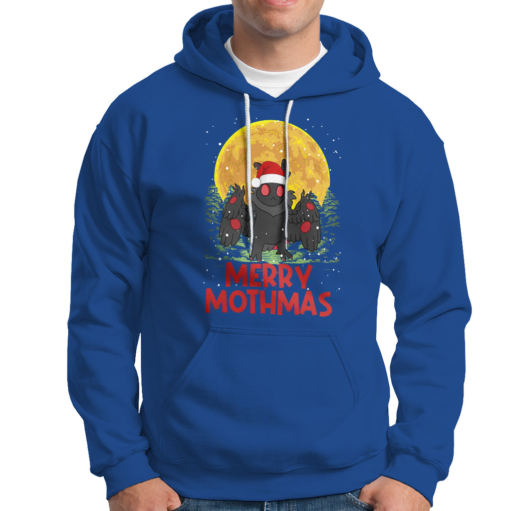 Mothman Christmas Hoodie Funny Merry Mothmas Cryptid Xmas Santa TS02 Royal Blue Printyourwear
