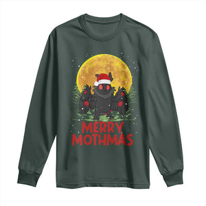 Mothman Christmas Long Sleeve Shirt Funny Merry Mothmas Cryptid Xmas Santa TS02 Dark Forest Green Print Your Wear