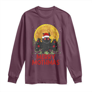 Mothman Christmas Long Sleeve Shirt Funny Merry Mothmas Cryptid Xmas Santa TS02 Maroon Print Your Wear