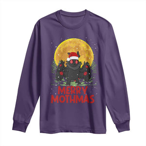 Mothman Christmas Long Sleeve Shirt Funny Merry Mothmas Cryptid Xmas Santa TS02 Purple Print Your Wear