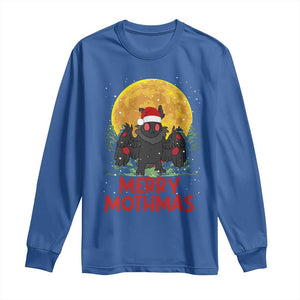 Mothman Christmas Long Sleeve Shirt Funny Merry Mothmas Cryptid Xmas Santa TS02 Royal Blue Print Your Wear