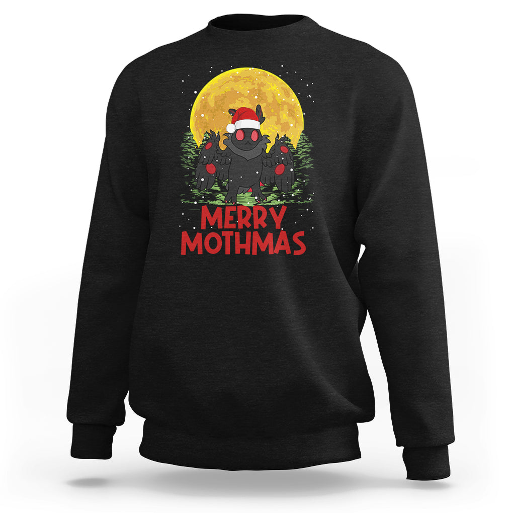 Mothman Christmas Sweatshirt Funny Merry Mothmas Cryptid Xmas Santa TS02 Black Printyourwear