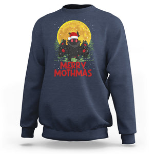 Mothman Christmas Sweatshirt Funny Merry Mothmas Cryptid Xmas Santa TS02 Navy Printyourwear