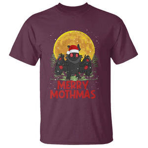 Mothman Christmas T Shirt Funny Merry Mothmas Cryptid Xmas Santa TS02 Maroon Printyourwear