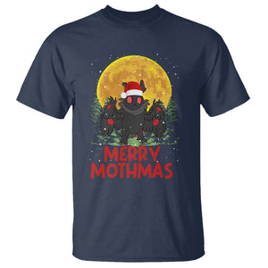 Mothman Christmas T Shirt Funny Merry Mothmas Cryptid Xmas Santa TS02 Navy Printyourwear