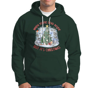 Dancing Skeleton Xmas Hoodie When You're Dead Inside But It's Christmas TS02 Dark Forest Green Printyourwear