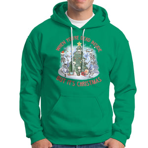 Dancing Skeleton Xmas Hoodie When You're Dead Inside But It's Christmas TS02 Irish Green Printyourwear