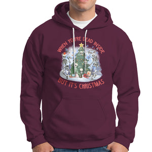 Dancing Skeleton Xmas Hoodie When You're Dead Inside But It's Christmas TS02 Maroon Printyourwear