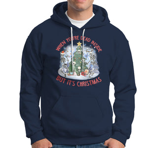 Dancing Skeleton Xmas Hoodie When You're Dead Inside But It's Christmas TS02 Navy Printyourwear