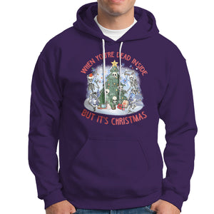 Dancing Skeleton Xmas Hoodie When You're Dead Inside But It's Christmas TS02 Purple Printyourwear