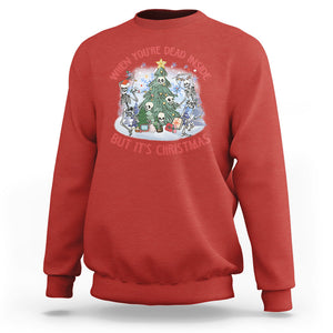 Dancing Skeleton Xmas Sweatshirt When You're Dead Inside But It's Christmas TS02 Red Printyourwear