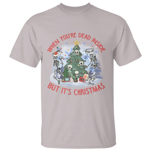 Dancing Skeleton Xmas T Shirt When You're Dead Inside But It's Christmas TS02 Ice Gray Printyourwear