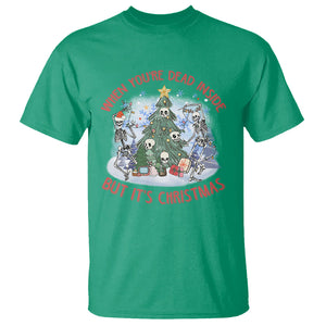 Dancing Skeleton Xmas T Shirt When You're Dead Inside But It's Christmas TS02 Irish Green Printyourwear