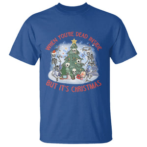 Dancing Skeleton Xmas T Shirt When You're Dead Inside But It's Christmas TS02 Royal Blue Printyourwear