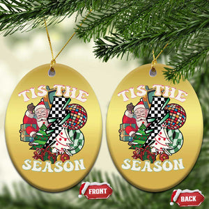 Groovy Christmas Christmas Ornament Tis The Season Retro Santa Vibe TS02 Oval Gold Print Your Wear