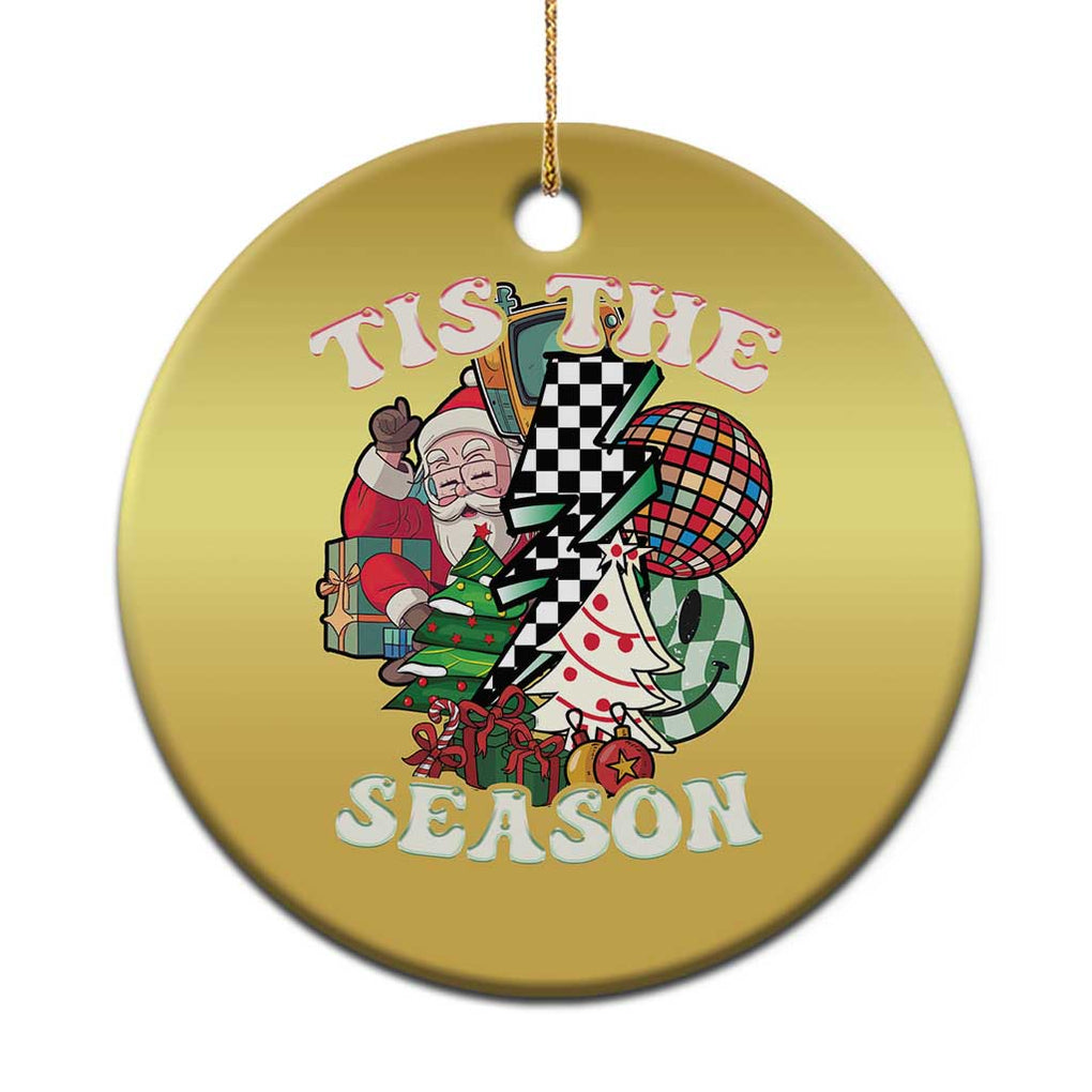 Groovy Christmas Christmas Ornament Tis The Season Retro Santa Vibe TS02 Print Your Wear