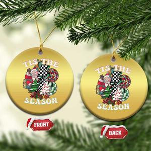 Groovy Christmas Christmas Ornament Tis The Season Retro Santa Vibe TS02 Circle Gold Print Your Wear