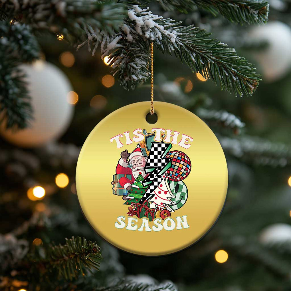 Groovy Christmas Christmas Ornament Tis The Season Retro Santa Vibe TS02 Print Your Wear