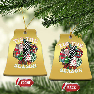 Groovy Christmas Christmas Ornament Tis The Season Retro Santa Vibe TS02 Bell Flake Gold Print Your Wear