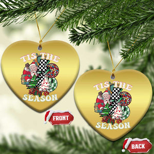 Groovy Christmas Christmas Ornament Tis The Season Retro Santa Vibe TS02 Heart Gold Print Your Wear