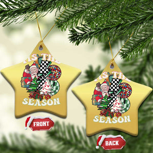 Groovy Christmas Christmas Ornament Tis The Season Retro Santa Vibe TS02 Star Gold Print Your Wear