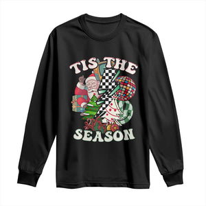 Groovy Christmas Long Sleeve Shirt Tis The Season Retro Santa Vibe TS02 Black Print Your Wear