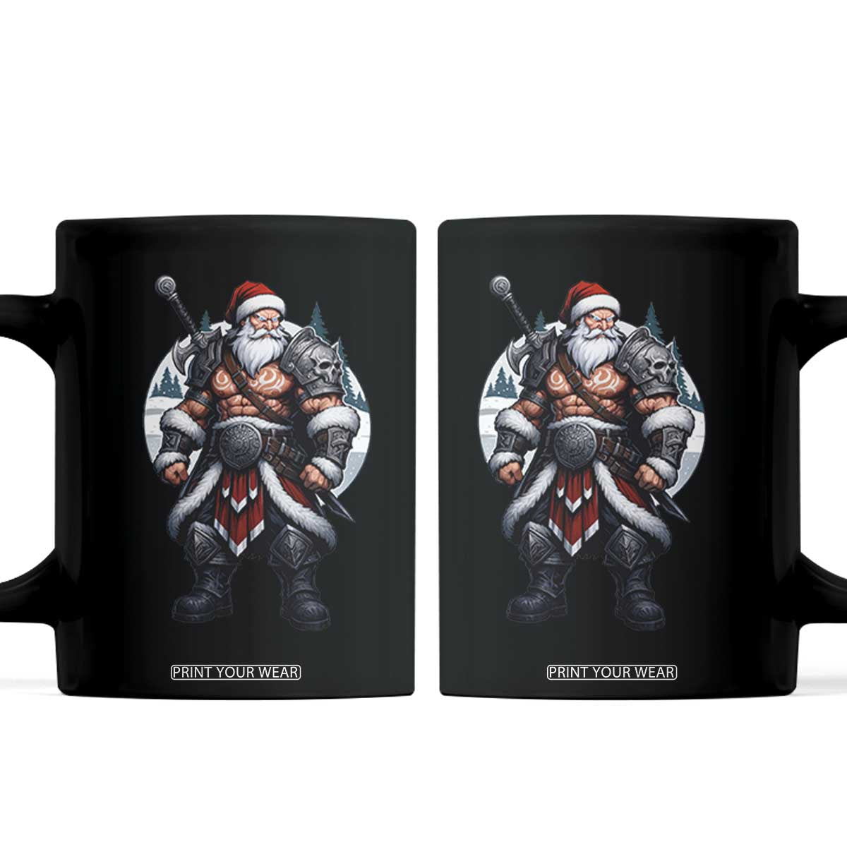 Epic Viking Santa Christmas Coffee Mug Barbarian Style Holiday Warrior Claus TS02 Black Print Your Wear