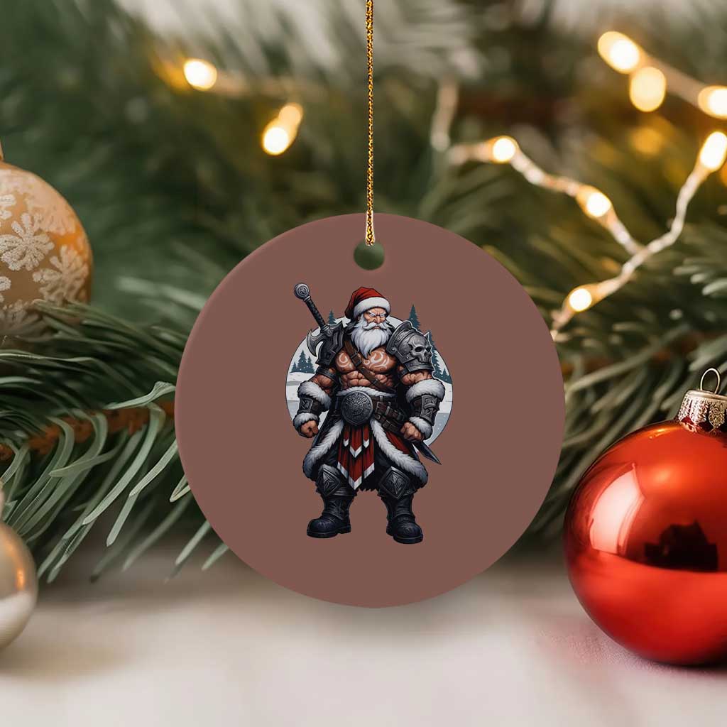 Epic Viking Santa Christmas Ceramic Ornament Barbarian Style Holiday Warrior Claus TS02 1pc Mocha Print Your Wear