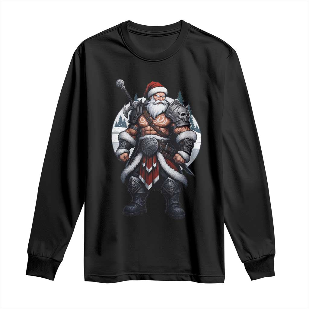 Epic Viking Santa Christmas Long Sleeve Shirt Barbarian Style Holiday Warrior Claus TS02 Black Print Your Wear