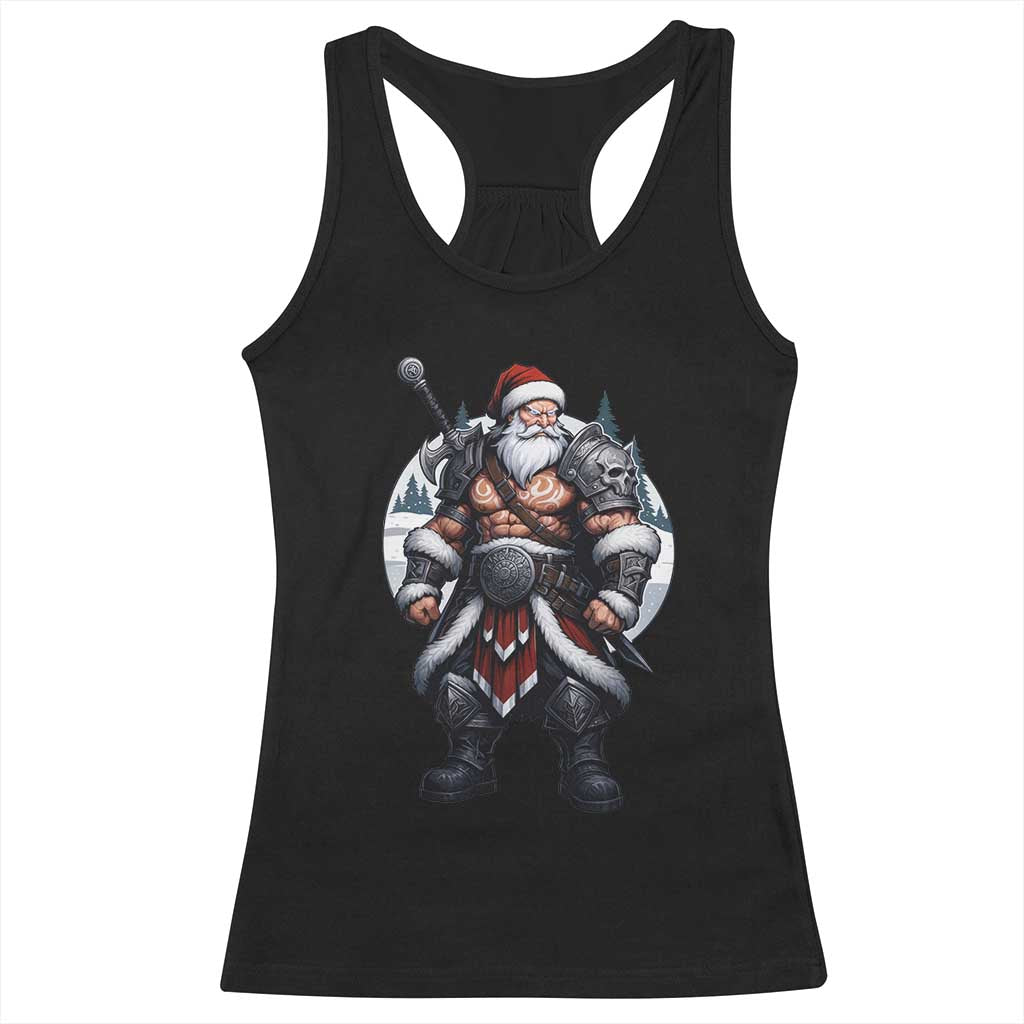 Epic Viking Santa Christmas Racerback Tank Top Barbarian Style Holiday Warrior Claus TS02 Black Print Your Wear