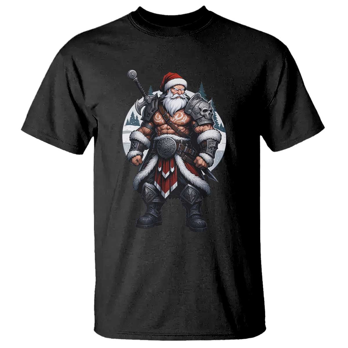 Epic Viking Santa Christmas T Shirt Barbarian Style Holiday Warrior Claus TS02 Black Print Your Wear