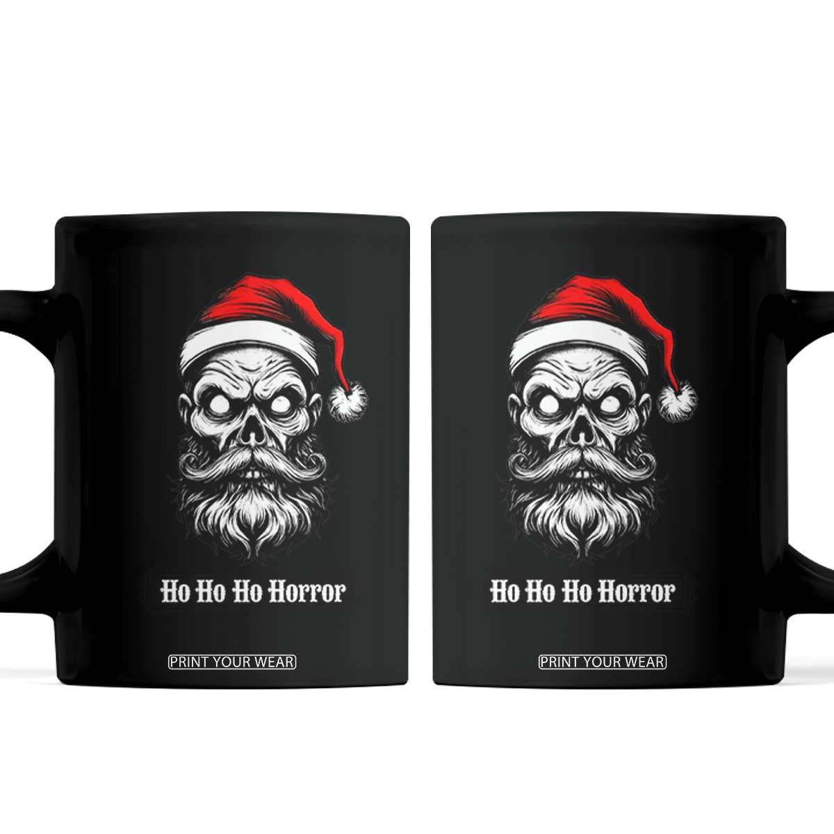 Creepy Christmas Skull Coffee Mug Ho Ho Ho Horror Santa Gothic Holiday TS02 Black Print Your Wear