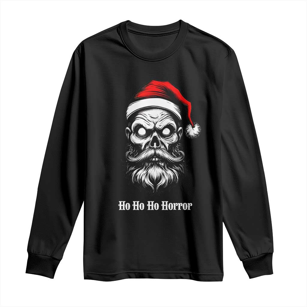 Creepy Christmas Skull Long Sleeve Shirt Ho Ho Ho Horror Santa Gothic Holiday TS02 Black Print Your Wear