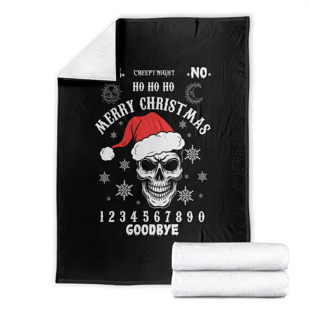Dark Christmas Spirit Board Throw Blanket Creepy Merry Xmas Skull and Ouija Horror Holiday TS02 Black Print Your Wear