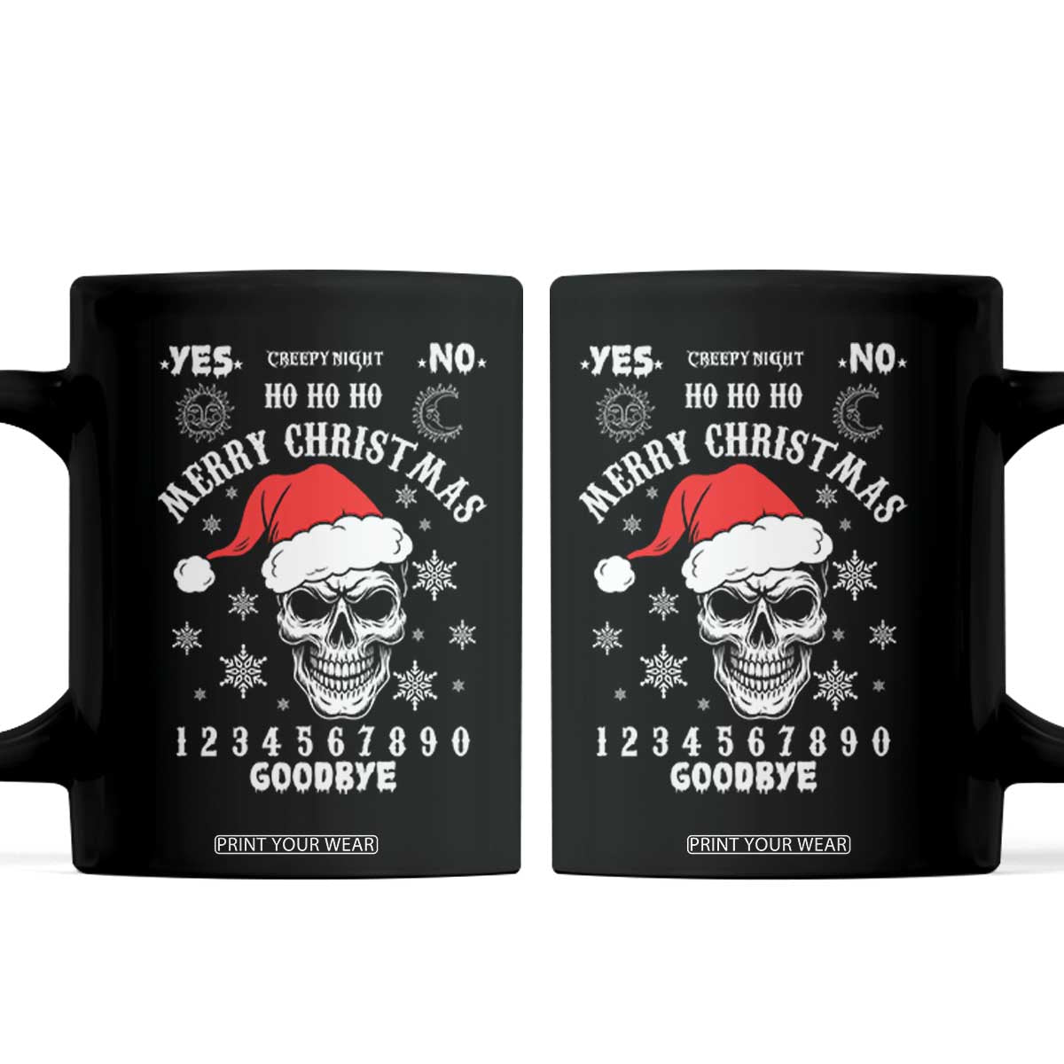 Dark Christmas Spirit Board Coffee Mug Creepy Merry Xmas Skull and Ouija Horror Holiday TS02 Black Print Your Wear