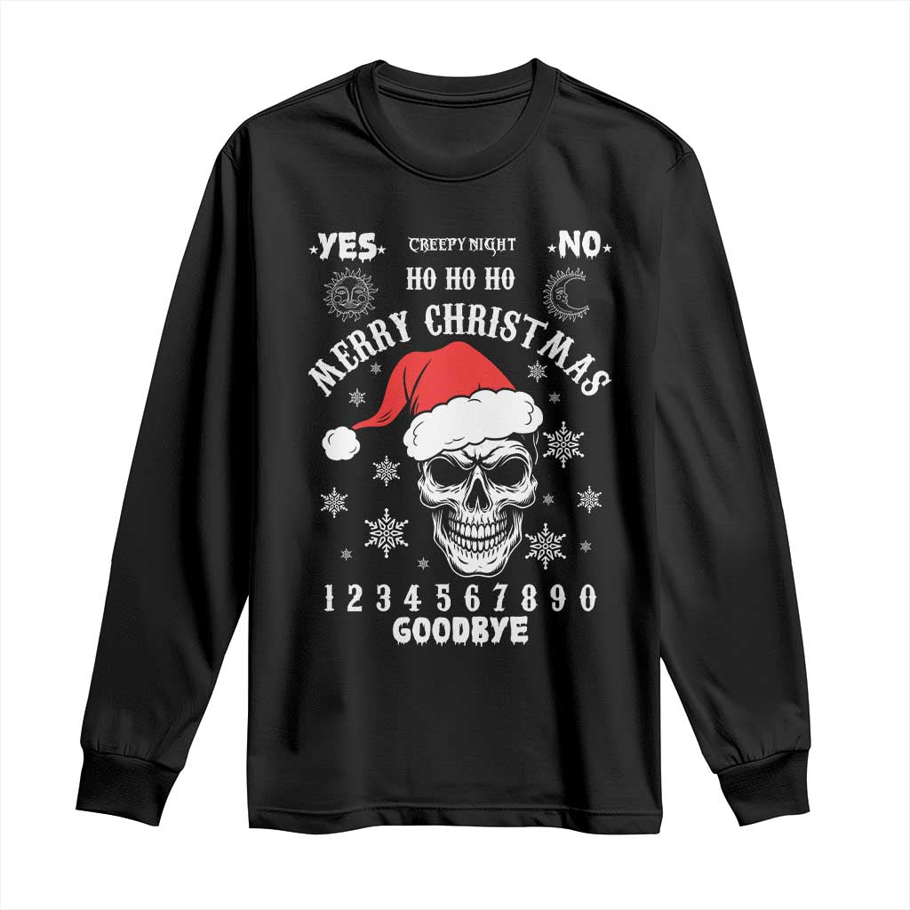 Dark Christmas Spirit Board Long Sleeve Shirt Creepy Merry Xmas Skull and Ouija Horror Holiday TS02 Black Print Your Wear
