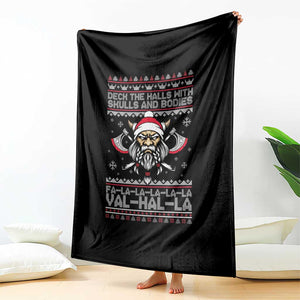 Deck The Halls With Skulls and Bodies Throw Blanket Viking Christmas Fa La La Valhalla TS02 Print Your Wear
