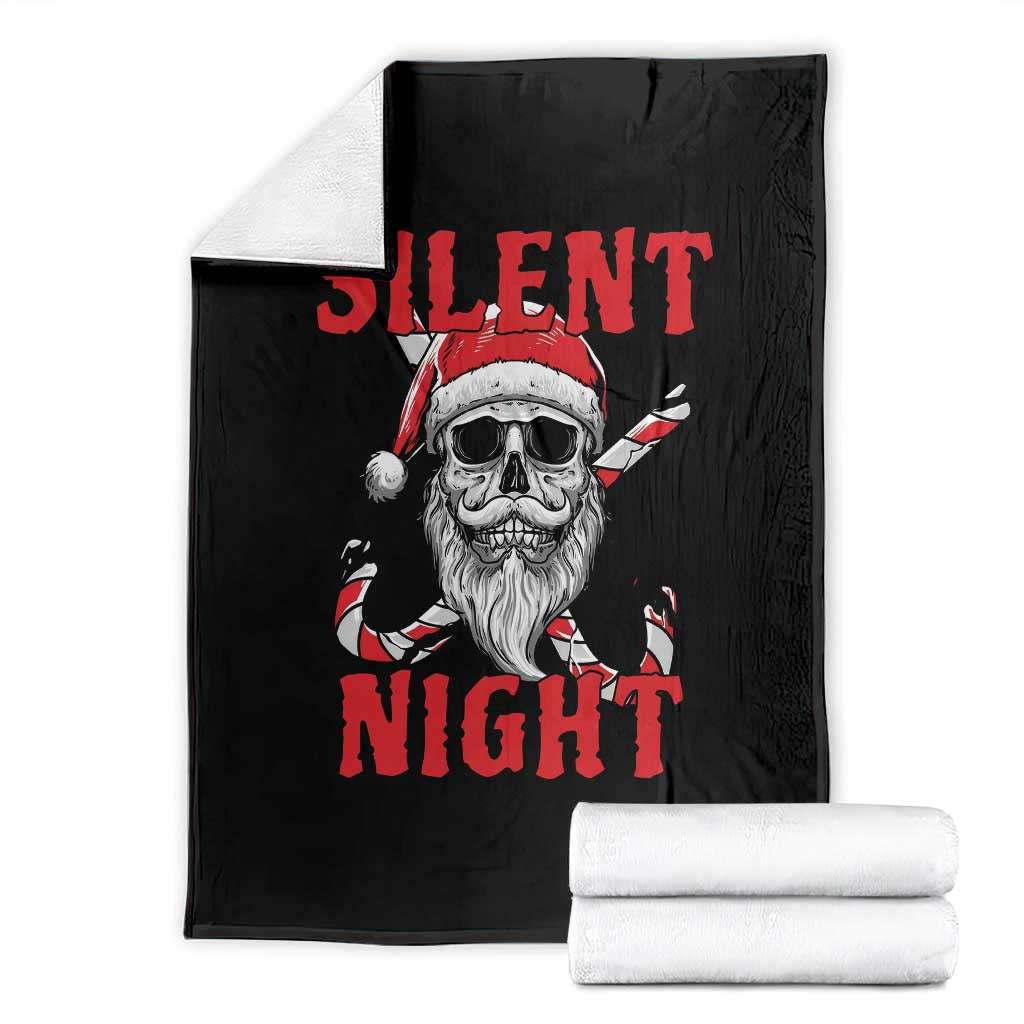 Silent Night Skull Christmas Throw Blanket Creepy Santa Gothic Holiday TS02 Black Print Your Wear