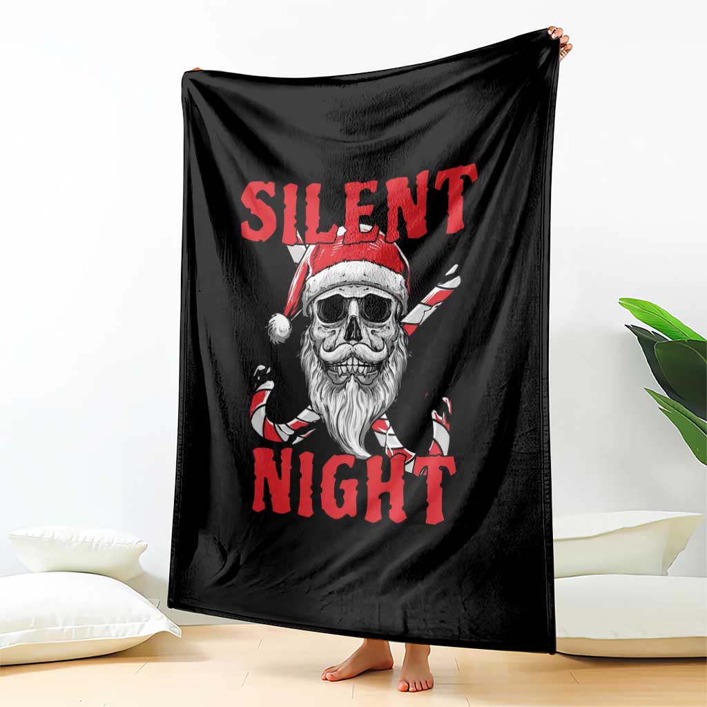 Silent Night Skull Christmas Throw Blanket Creepy Santa Gothic Holiday TS02 Print Your Wear
