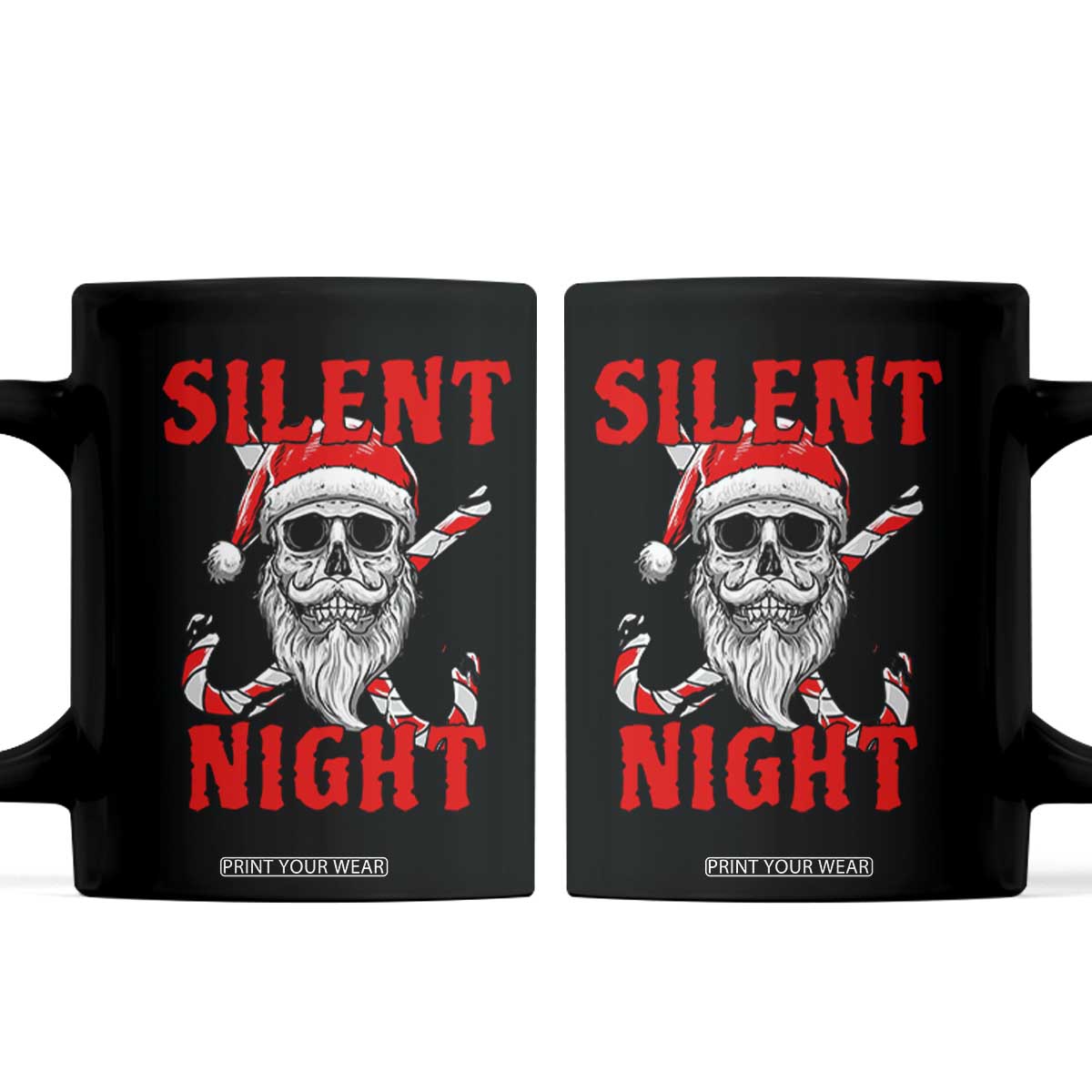 Silent Night Skull Christmas Coffee Mug Creepy Santa Gothic Holiday TS02 Black Print Your Wear