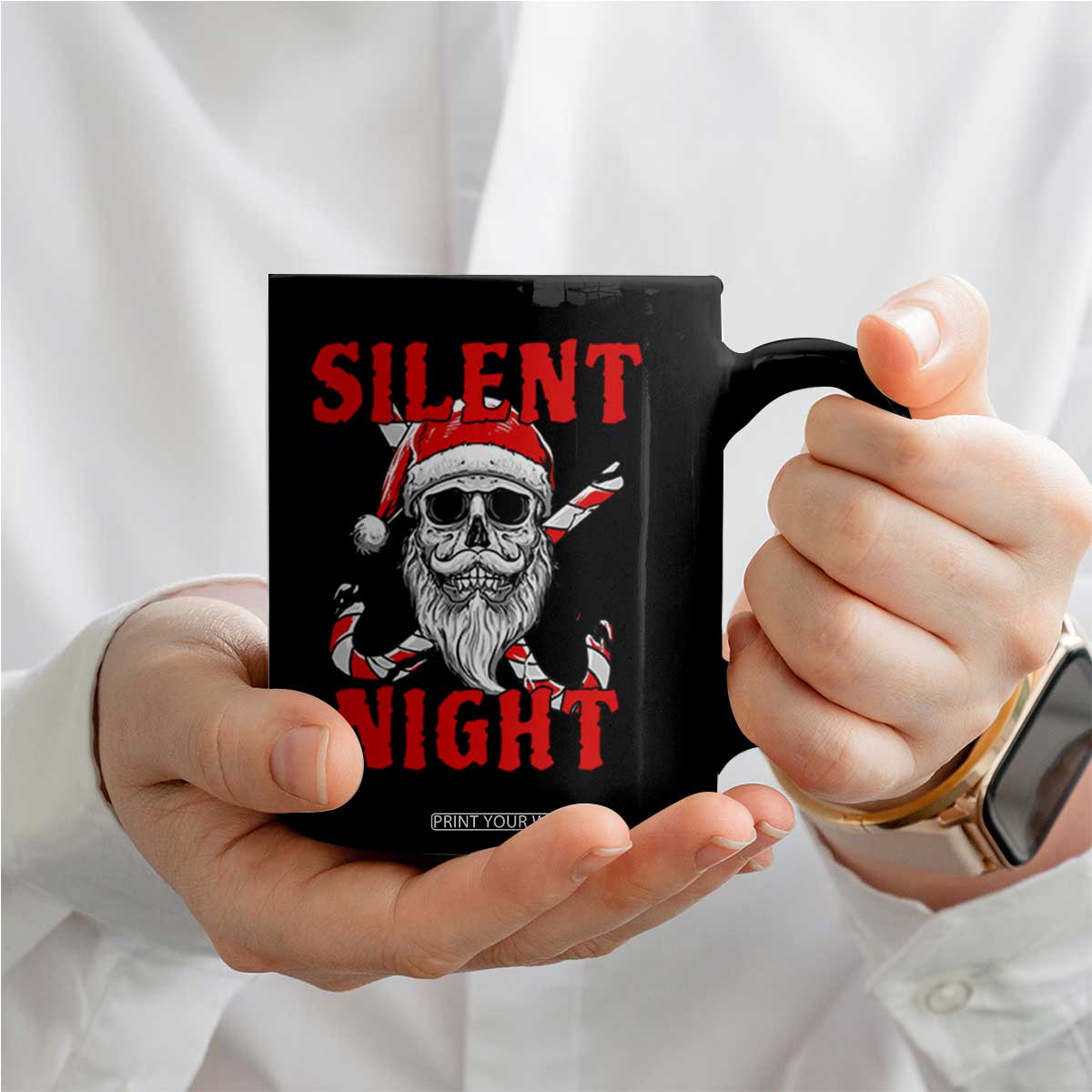 Silent Night Skull Christmas Coffee Mug Creepy Santa Gothic Holiday TS02 Print Your Wear